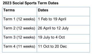 Social Sports Term Dates